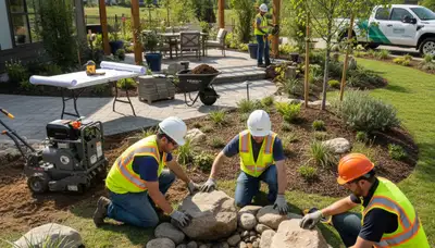 Baton Rouge, LA tree service crew planning landscape design for a local outdoor project