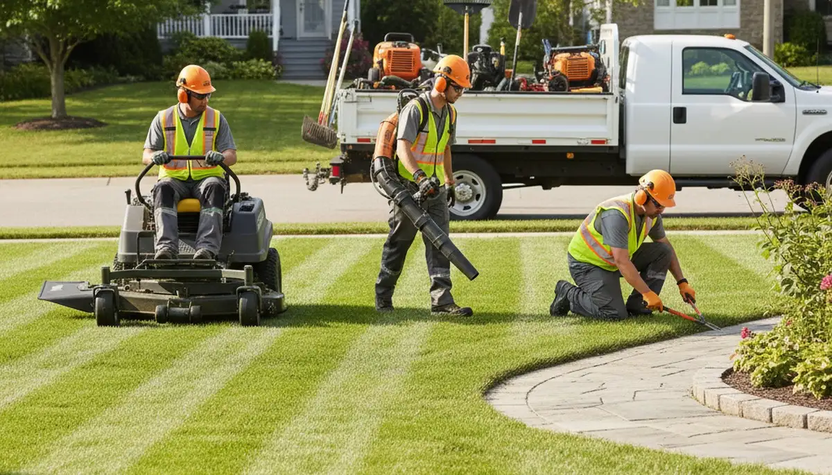 Baton Rouge tree service crew providing professional lawn care and yard maintenance in Baton Rouge, LA