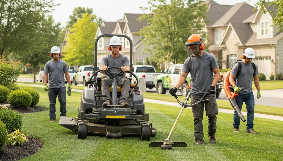Baton Rouge tree service crew trimming trees to keep yards safe and neatly maintained in LA