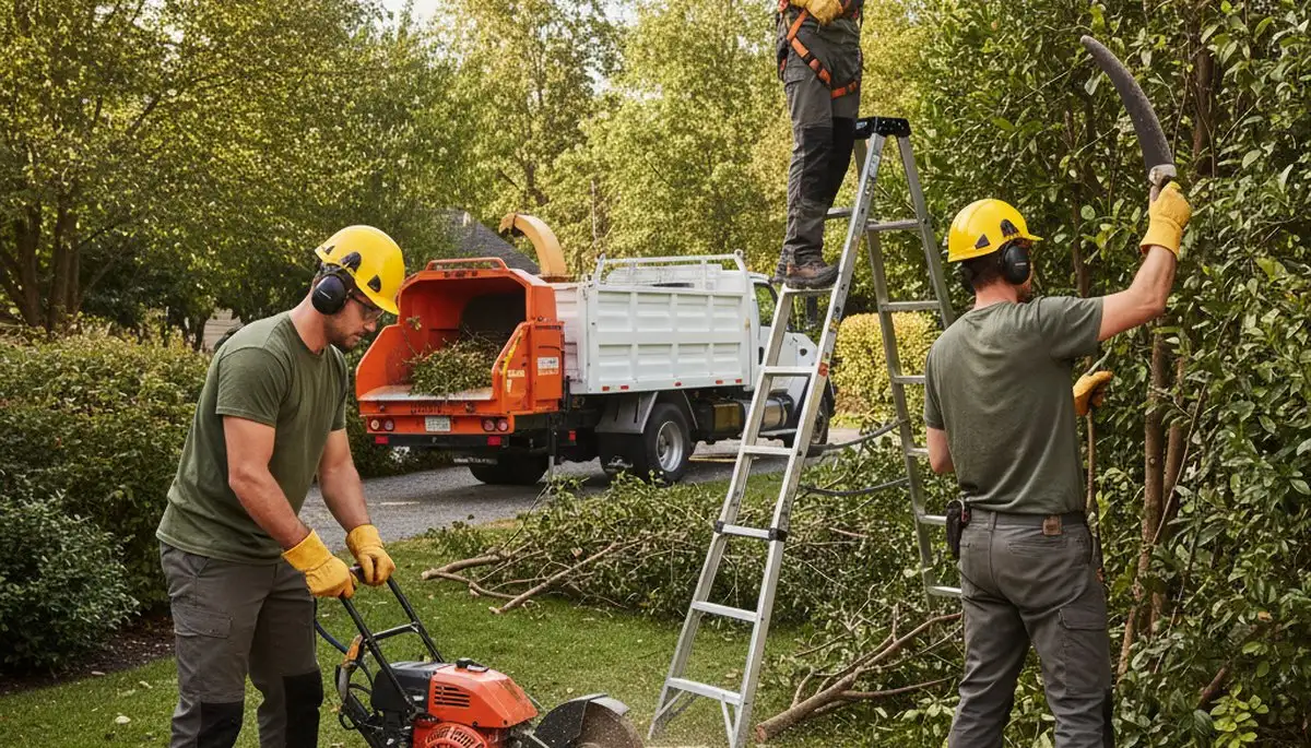 Shrub removal crew clearing overgrown yards in Baton Rouge, LA