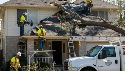 Storm damage tree cleanup in Baton Rouge, LA by Arbor Tree Care crew