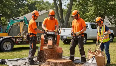 Baton Rouge stump removal crew clearing a tree stump for safe, clean yard restoration