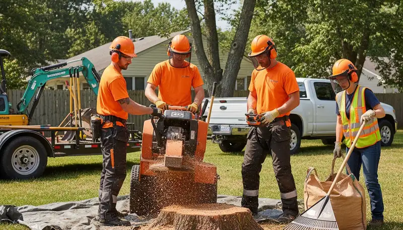 Baton Rouge stump removal crew clearing a tree stump for safe, clean yard restoration