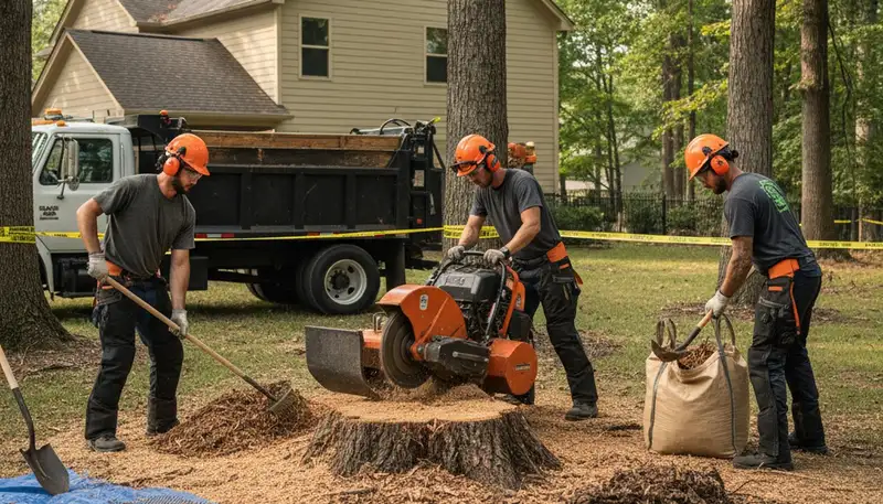 Baton Rouge stump removal crew clearing a stump for safe, thorough yard cleanup in LA