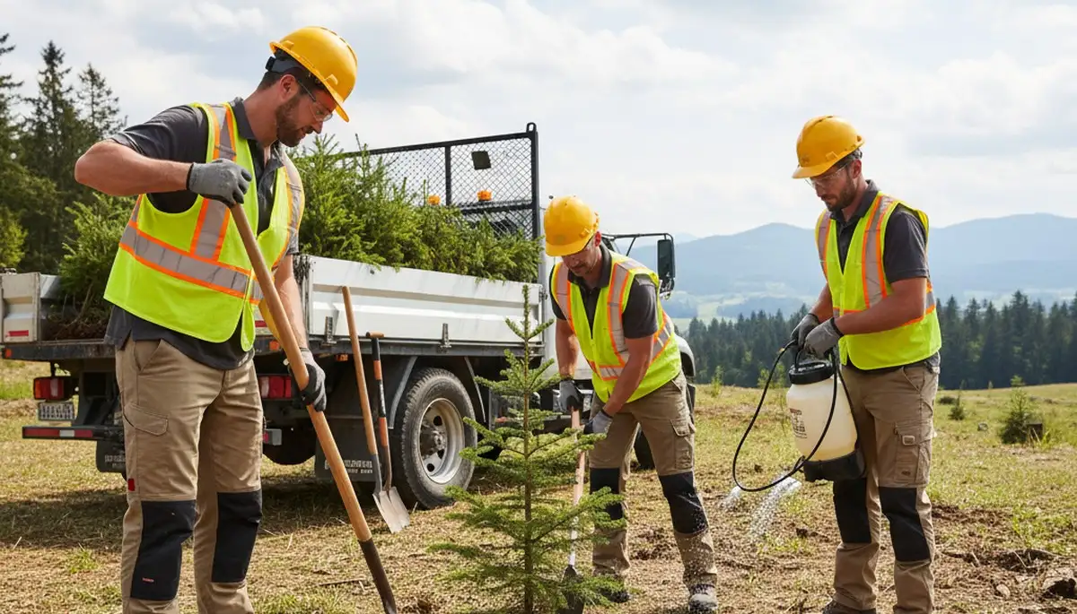 Baton Rouge arborist planting a young tree for a residential tree planting service