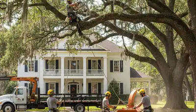 Baton Rouge, LA tree service crew providing professional tree removal for residential properties