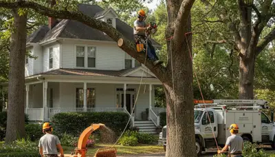 Tree service crew in Baton Rouge, LA performing professional tree removal and trimming