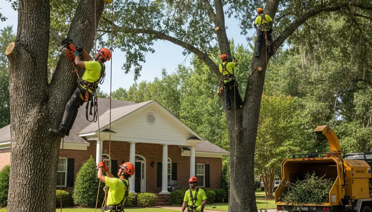 Tree service crew in Baton Rouge, LA performing professional tree removal and trimming