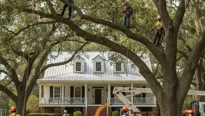 Tree service crew in Baton Rouge, LA performing professional tree removal and trimming