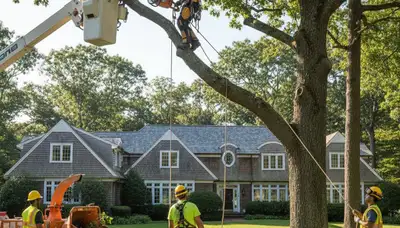 Tree service crew in Baton Rouge, LA handling professional tree removal and trimming operations