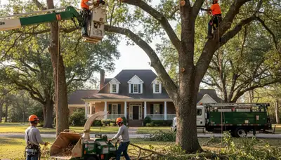 Professional tree service crew in Baton Rouge, LA providing tree removal and trimming services