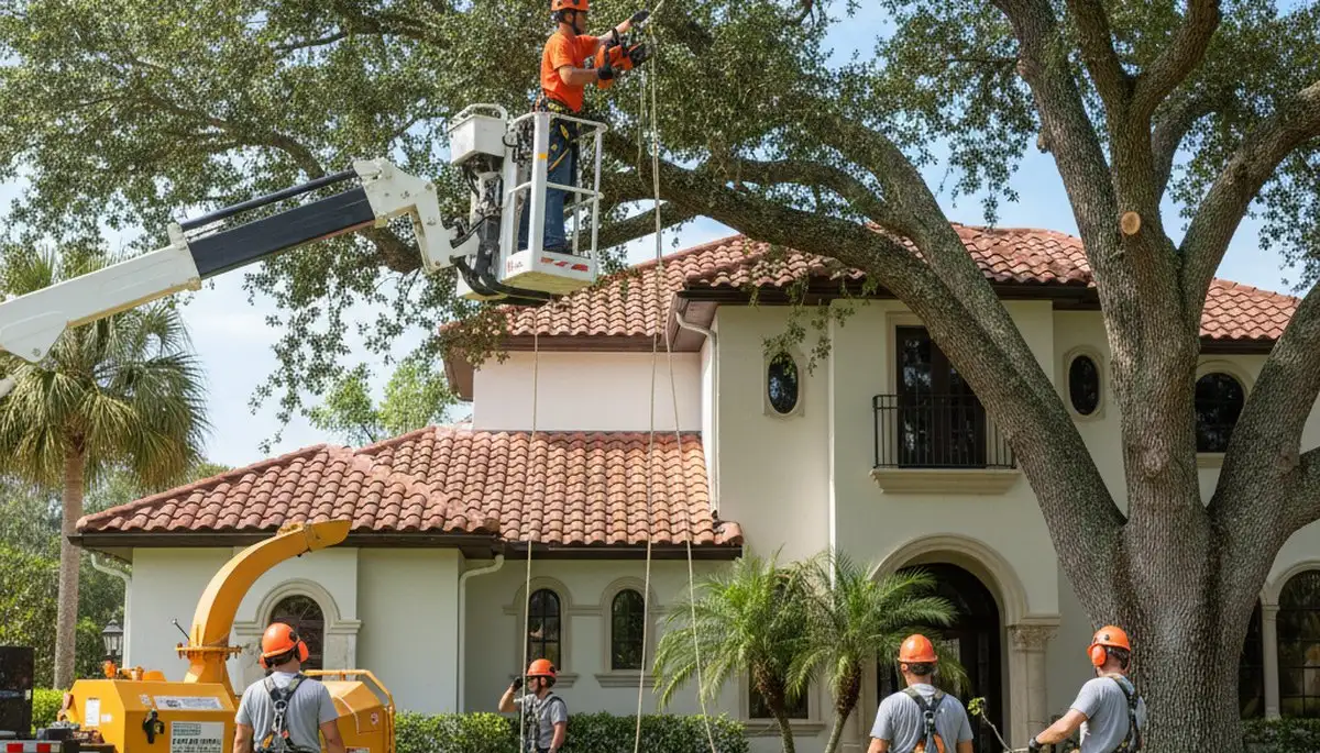 Professional tree service crew in Baton Rouge, LA removing a tree for safe property clearance