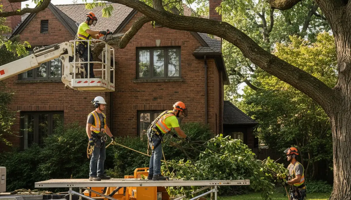 Baton Rouge, LA tree service crew removing a tree for safe property clearance