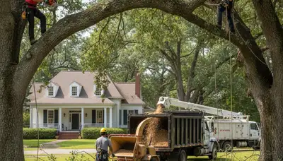 Professional tree service crew in Baton Rouge, LA providing tree removal and trimming