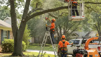 Tree trimming crew in Baton Rouge, LA improving tree health and reducing hazards