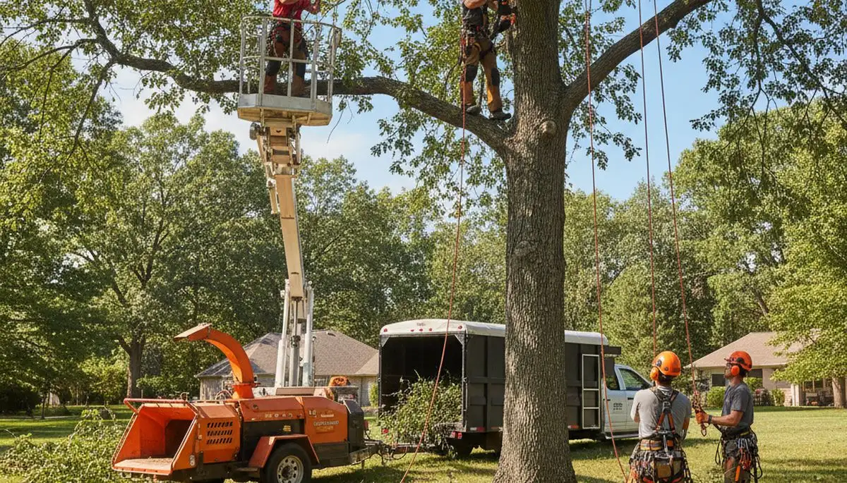 Tree trimming crew in Baton Rouge, LA pruning trees for safety and healthy growth